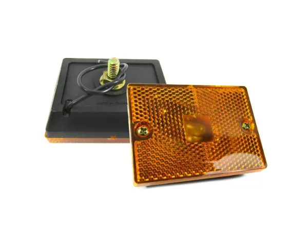 Amber Incandescent Marker Light with Black Base, Stud Mount & Reflector