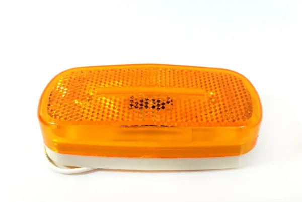 4 x 2 Inch Amber 2-LED Marker Light with Reflector – White Base