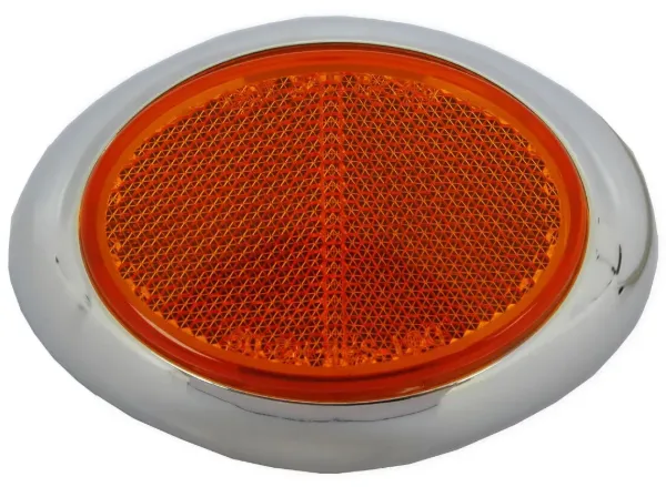 Oval Amber 2-LED Marker & Clearance Light with Reflex Reflector & Chrome Bezel