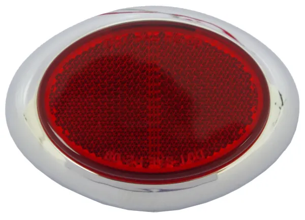 Oval Red 2 LED Marker Light with Reflex and Chrome Bezel