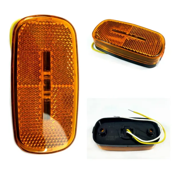 4" x 2" Amber LED Combination Clearance & Side Marker Light with Reflector – Black Base