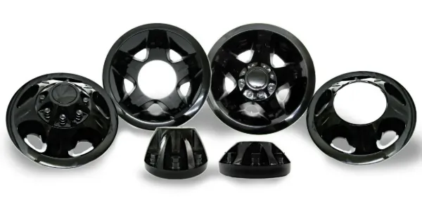 17" x 6.5" Black ABS Wheel Simulator Set – Chevy Silverado & GMC Sierra 3500 HD (2011–Current), 8 Lug, 210mm Bolt Circle, 5 Hand Hole