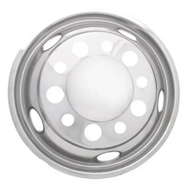 22.5" x 8.25" Front Axle Stainless Steel Wheel Simulator Set – 10 Lug, 11.25" Bolt Circle, 5 Hand Hole, Pop-Off Center Caps