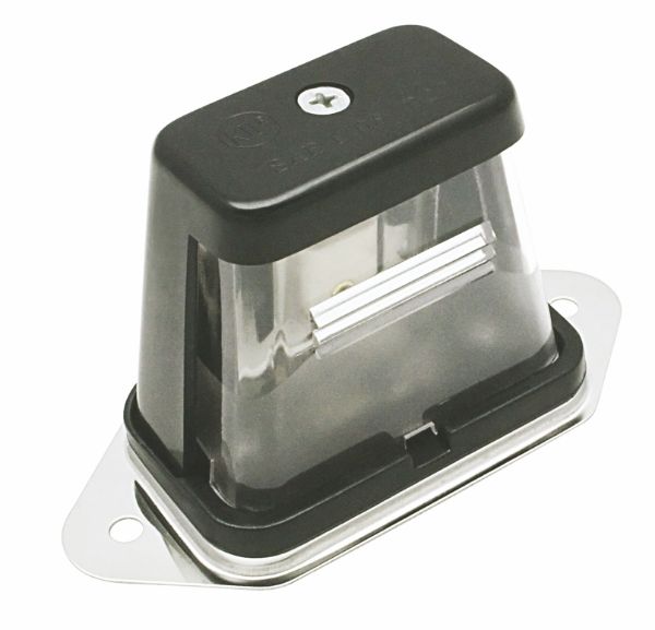 12V Incandescent License Plate Light – Black Bracket Mount, 1-Wire