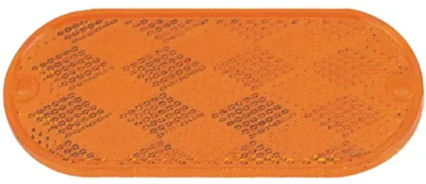 4-5/16" x 1-7/8" Oval Amber Reflector – Adhesive Backed & Screw Mount