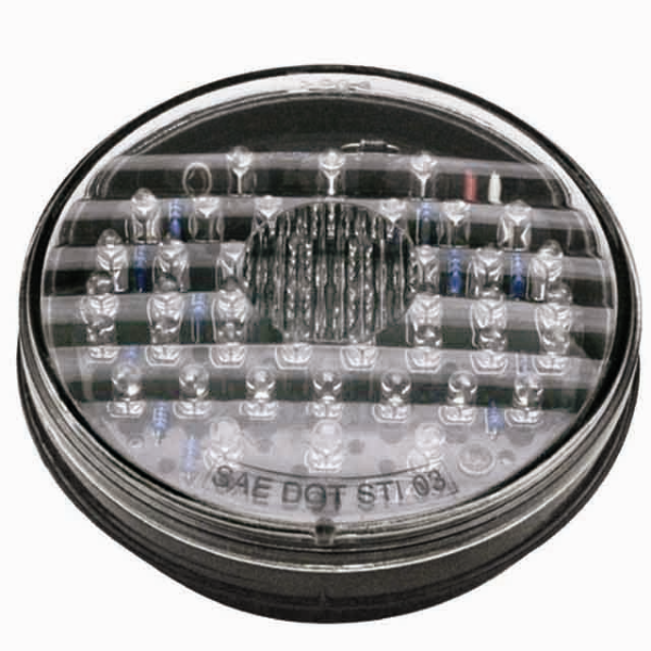 4 Inch Round Red LED Stop Turn Tail Light 44 Diode Clear Lens Grommet Mount