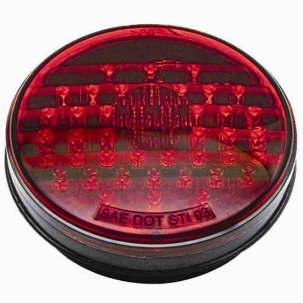 4 Inch Round Red LED Stop Turn Tail Light 44 Diode Grommet Mount Hard Wired