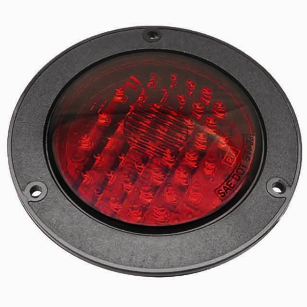 4 Inch Round Red LED Stop Turn Tail Light 44 Diode Flange Mount Hard Wired