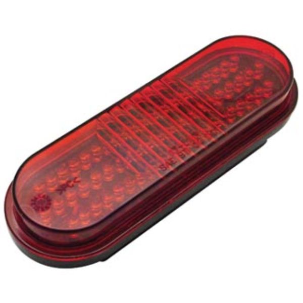 6 Inch Oval Red LED Stop Turn Tail Light 60 Diode Grommet Mount Hard Wired