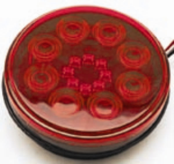 4 Inch Round Red Sweet 16 LED Stop Turn Tail Light Grommet Mount Hard Wired