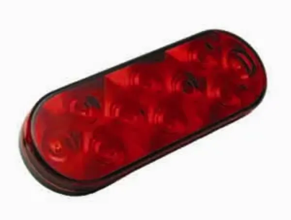6" Oval Red LED Stop, Turn & Tail Light – 10 Diode, Hardwired Plug, Grommet Mount
