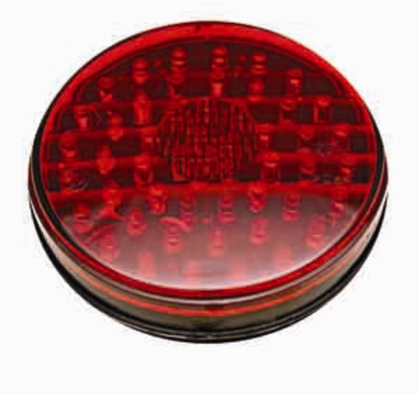 4 Inch Round Red LED Stop Turn Tail Light 52 Diode Grommet Mount Hard Wired