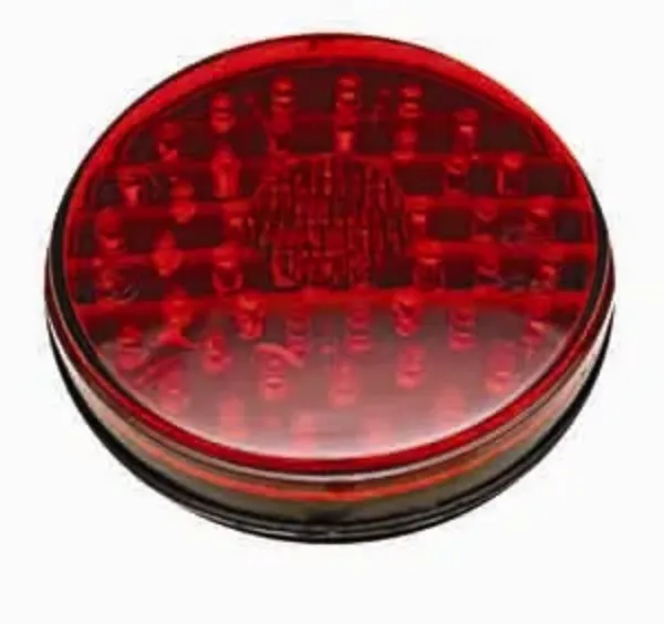 4-Inch Round Red LED Stop, Turn & Tail Light – 52 Diode, Grommet Mount, Hardwired