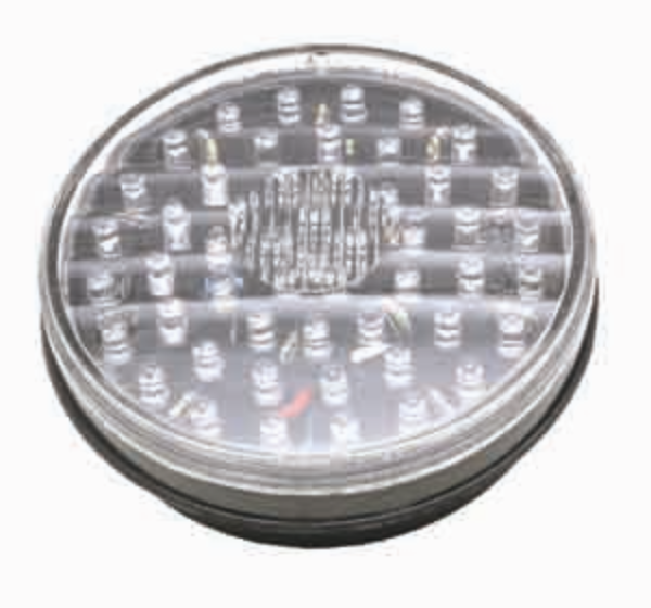 4 Inch Round Red LED Stop Turn Tail Light 52 Diode Clear Lens Grommet Mount