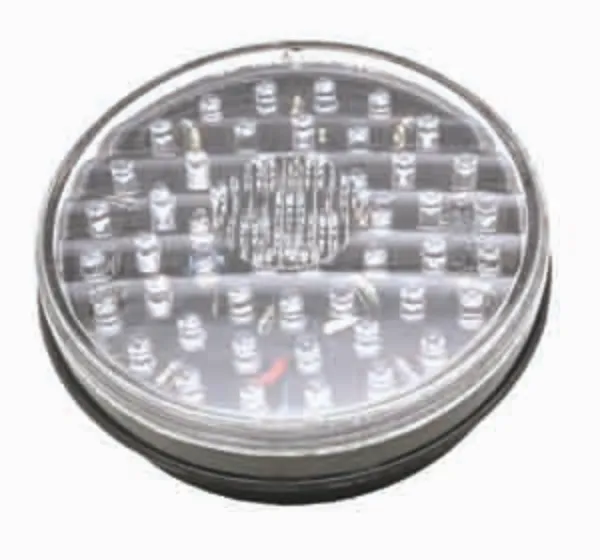 4-Inch Round Red LED Stop, Turn & Tail Light – 52 Diode, Clear Lens, Grommet Mount