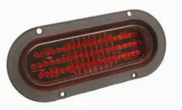 6" Oval Red LED Stop, Turn & Tail Light – 52 Diode, Hardwired, Flange Mount