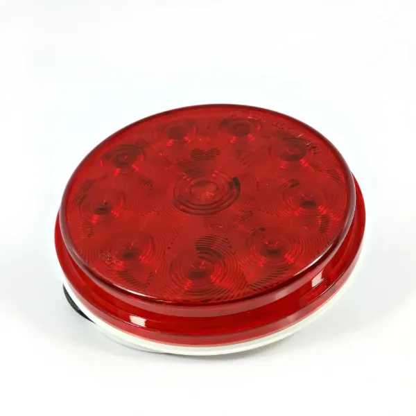 4 Inch Round Red LED Stop Turn Tail Light 10 Diode Grommet Mount Hard Wired