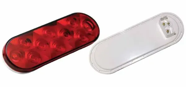 6" Oval Red LED Stop, Turn & Tail Light – 10 Diode, Standard Plug, Grommet Mount