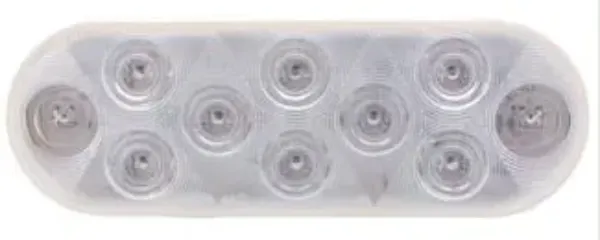 6" Oval Red LED Stop, Turn & Tail Light – 10 Diode, Clear Lens, Standard Plug, Grommet Mount