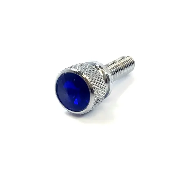 Kenworth Short Chrome Dash Screw with Blue Jewel Accent