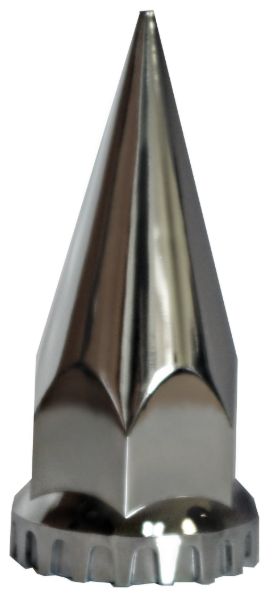 33mm Screw On Spike Lug Nut Cover 4.75 Inch Tall Chrome Plastic