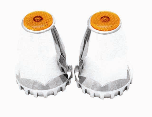 33mm Amber Reflective Screw On Lug Nut Cover Chrome Plated Plastic