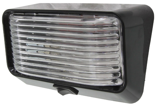 Rectangular Exterior Porch Light 12V Incandescent Clear Lens Black Base With Switch