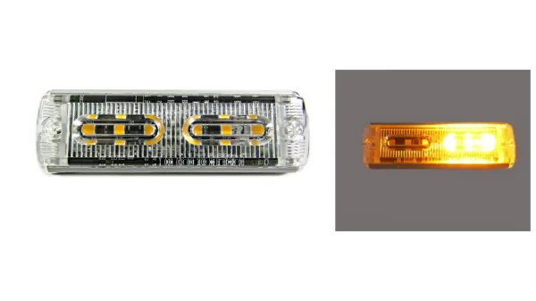 3.625" Class 1 Amber LED Warning Light – 6 LED, 12–24V, Flashing, Ultra-Slim Surface Mount