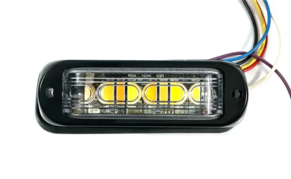 Warning Class 1 Lighthead 8 Led Amber/White 12V~24V 37 Patterns Pc Lens Alum Bse W/ Bezel