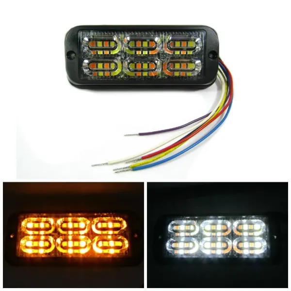 Class 1 Double-Stack Amber/White LED Warning Lighthead – 36 LED, 37 Flash Patterns, 12–24V