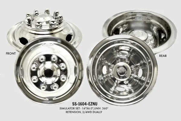 16-Inch x 6-Inch Universal Wheel Simulator Set – 8 on 6.5 Bolt Pattern, 360° Retention, Fits 4WD