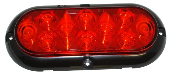 6 Inch Oval Red LED Stop Turn Tail Light 10 Diode Surface Mount Bullet Ends