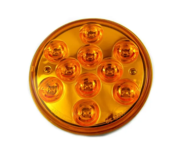 4-Inch Round Amber LED Rear Turn & Park Light – 10 Diode, Chrome Insert, Grommet Mount