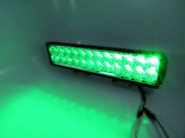 14.5" Double-Row Green LED Off-Road Light Bar – Flood Beam, 72W, 3,840 Lumens