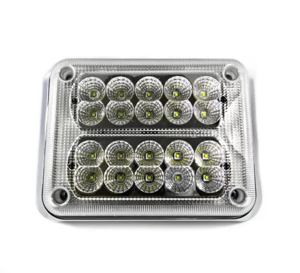 10–30V LED Scene Light – 1,615 Lumens, 20 Diode Straight Beam, Chrome Base with Gasket