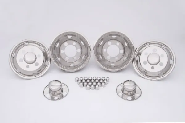 19.5" x 6" Stainless Steel Wheel Simulator Set – Isuzu, Chevrolet & GMC, 6 Lug, 41mm Lug Nuts, Fits TOPY 127 & Accuride Wheels