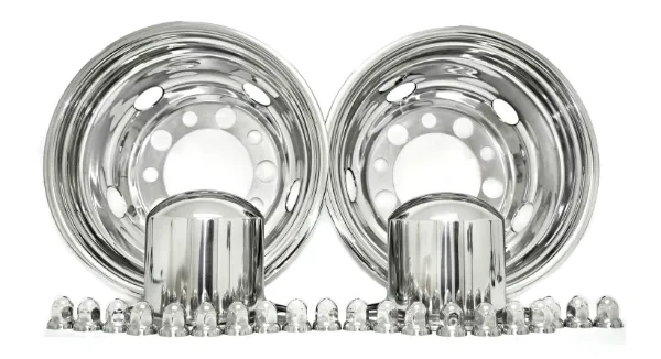 22.5" x 8.25" Rear Axle Stainless Steel Wheel Simulator Set – 10 Lug, 11.25" Bolt Circle, 2 Hand Hole