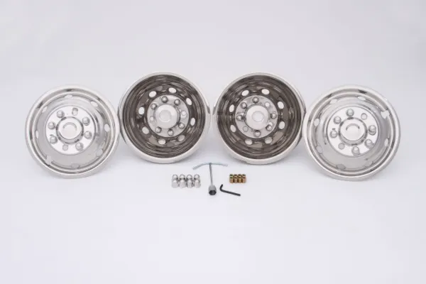 16 Inch Wheel Simulator Set – 8 Lug on 6.5 Inch, 8-Hole Window, Fits Ford E-350 & E-450 (1992–2002), 9/16 Inch Wheel Stud