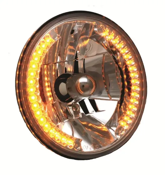 7" Chrome LED Headlight with Amber LED Parking Light