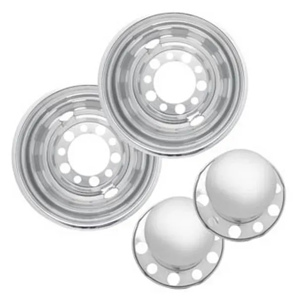 22.5" × 8.25" Rear Wheel Simulator Set – 10-Lug, 11.25" Bolt Circle, 2 Hand Holes, Pop-Off Cap