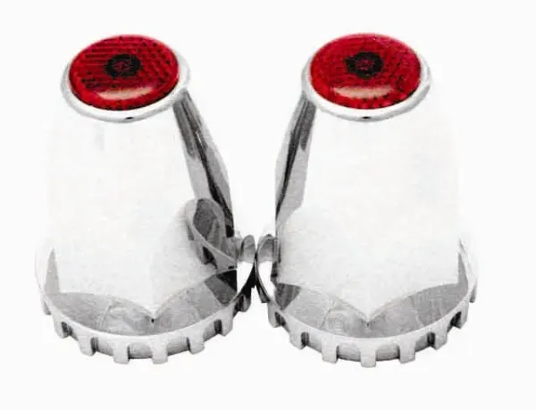 33mm Red Reflective Screw On Lug Nut Cover Chrome Plated Plastic