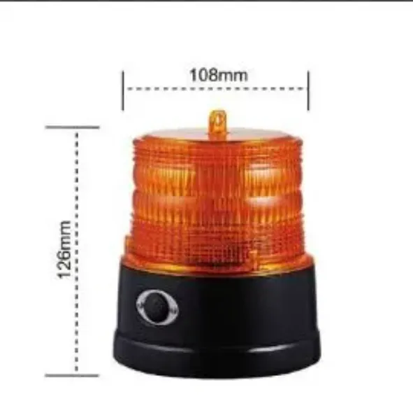 5-Inch Class III Amber LED Beacon – 5 LED, Single Flash, Battery Powered, Magnetic Mount