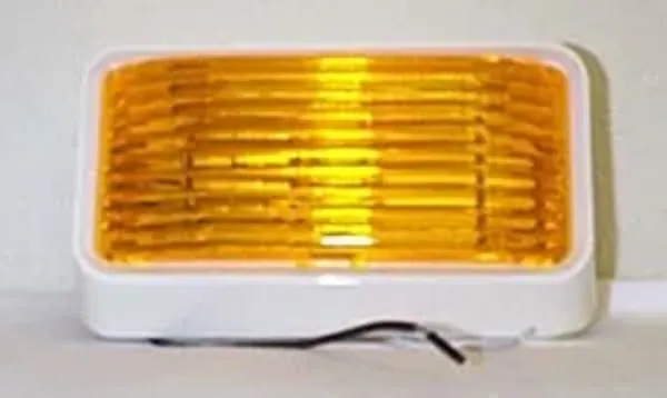 Rectangular 12V Incandescent Exterior Porch Light – Amber Lens, No Switch