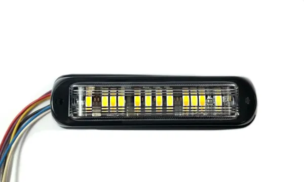 Warning Class 1 Lighthead12 Led Amber/White 12V~24V 14 Patterns Pc Lens Alum. Bse W/ Bezel