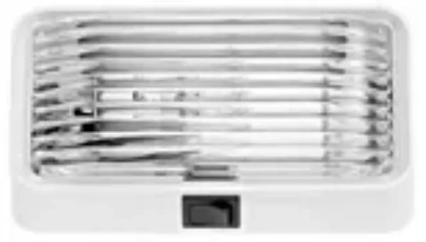 Rectangular 12V Incandescent Exterior Porch Light – Clear Lens with Built-In Switch