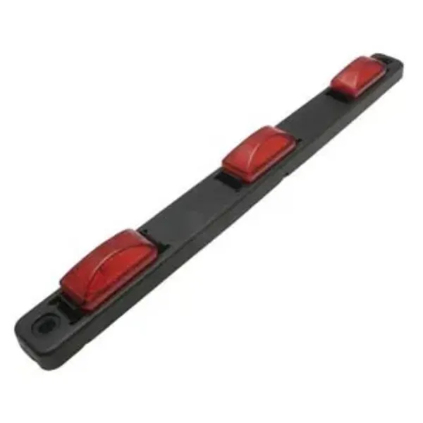 Red Incandescent 3-Light Identification Bar – 1258 Lights, Black Plastic Base