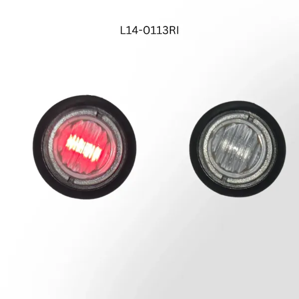 3/4" Round Red LED Marker & Clearance Light – Clear Lens, 2 SMD, PC2, Grommet Mount, 20" Bare Leads