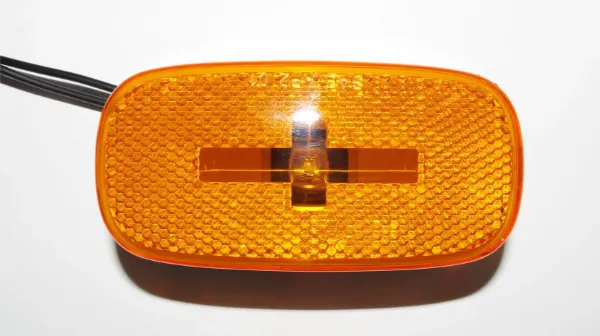 4" x 2" Amber Incandescent Marker & Clearance Light with Reflector – White Base, 2-Wire