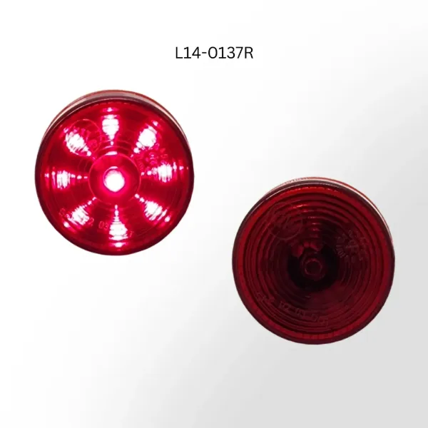 2 Inch Round Red LED Marker Light 9 Diode Hardwired Grommet Mount