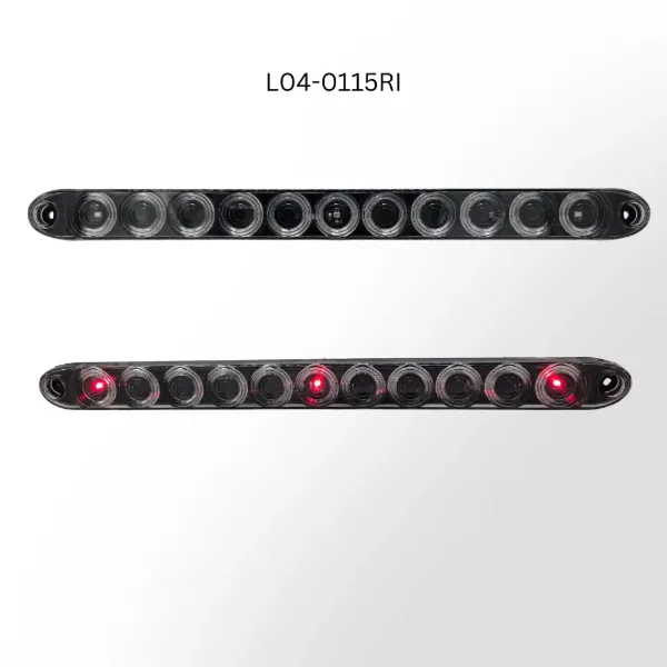 15 Inch Red LED Trailer Identification Light Bar – 3 LEDs, Clear Lens, Surface Mount